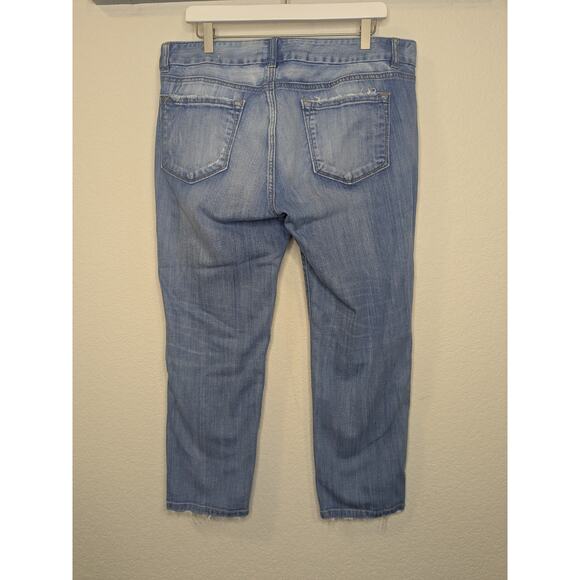 Ann Taylor Loft Modern Capri Jeans Denim Distressed Womens Size 14 32 Waist - Picture 3 of 7